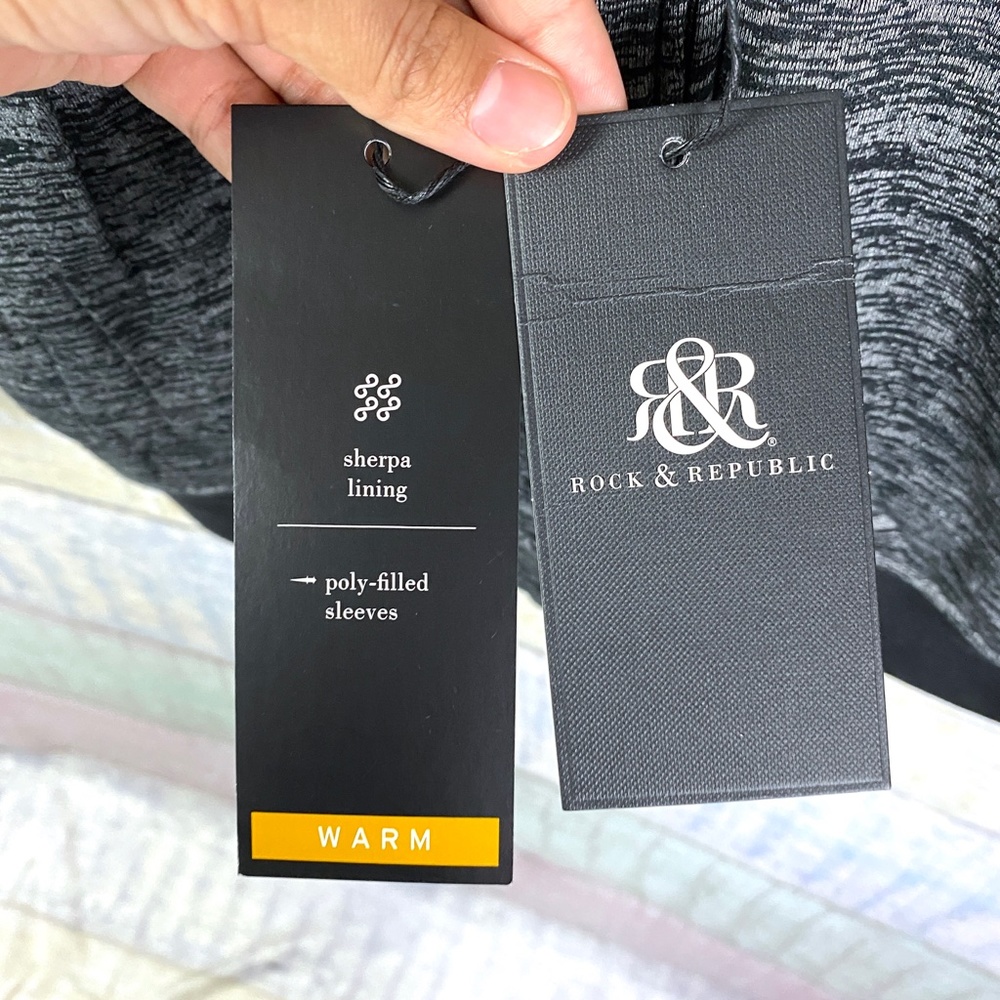 Rock & Republic Moto Grit Zip Sherpa Hooded Jacket - Picture 13 of 16